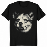 Dog smoking cigarette shirt in black