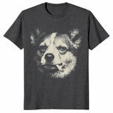 Dog smoking cigarette shirt in dark heather grey