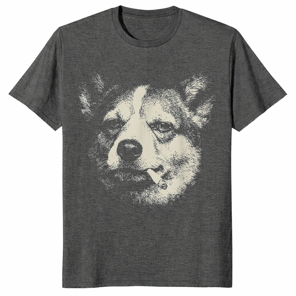 Dog smoking cigarette shirt in dark heather