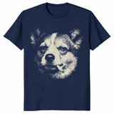 Dog smoking cigarette shirt in navy
