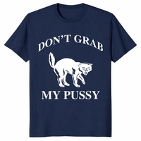 Don't Grab My Pussy T Shirt with bold white cat graphic on black tee