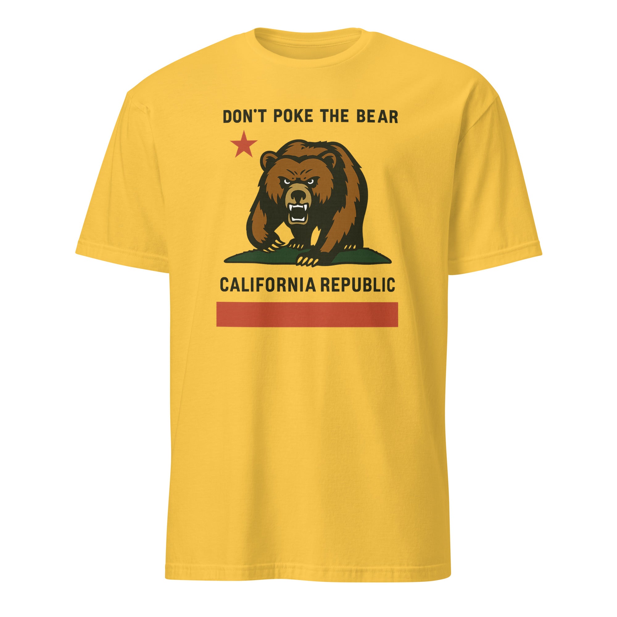 Don’t Poke the Bear California T-Shirt in Daisy yellow by Cuccico – Anti Trump Gavin Newsom graphic tee
