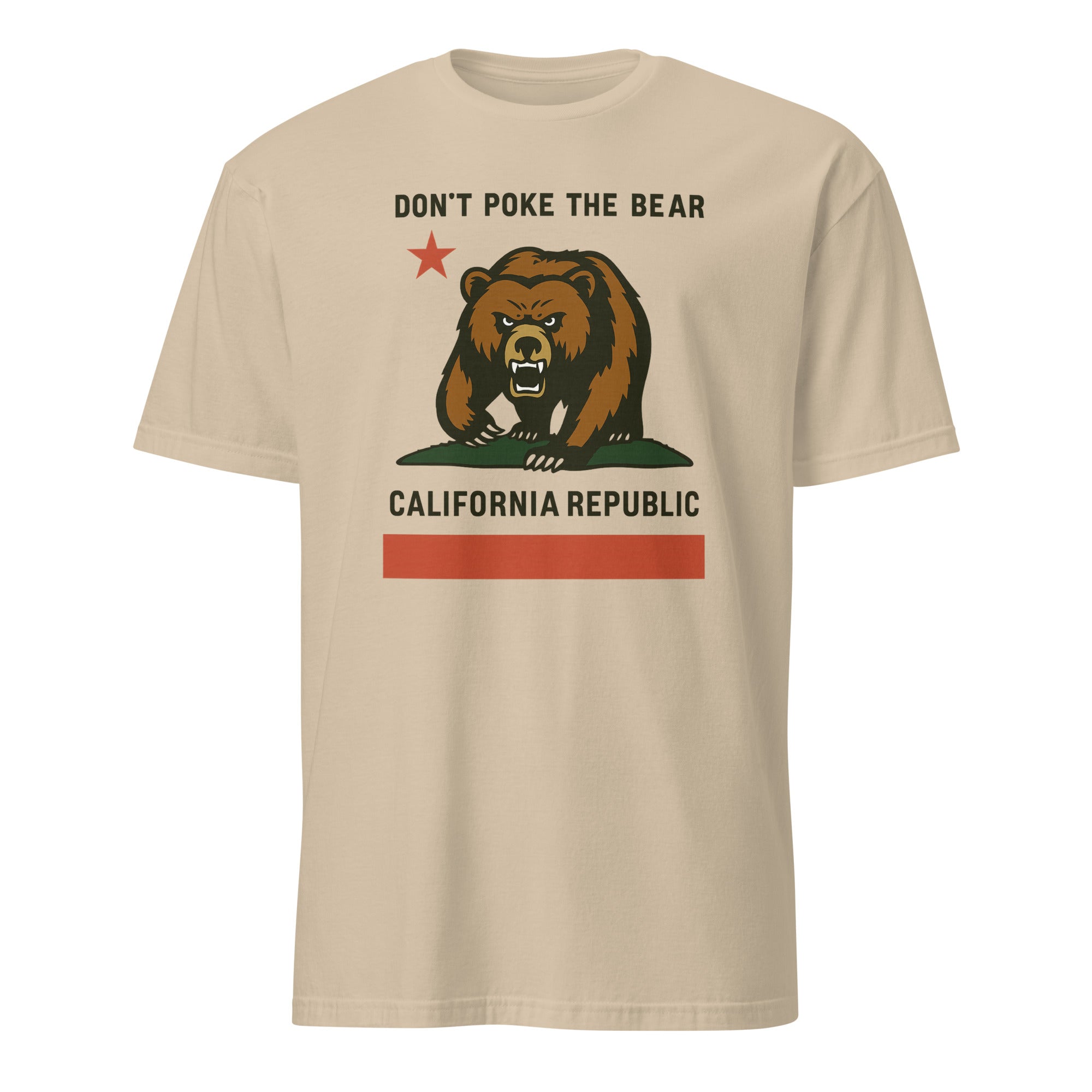 Don’t Poke the Bear California T-Shirt in Sand by Cuccico – Anti Trump Gavin Newsom political shirt