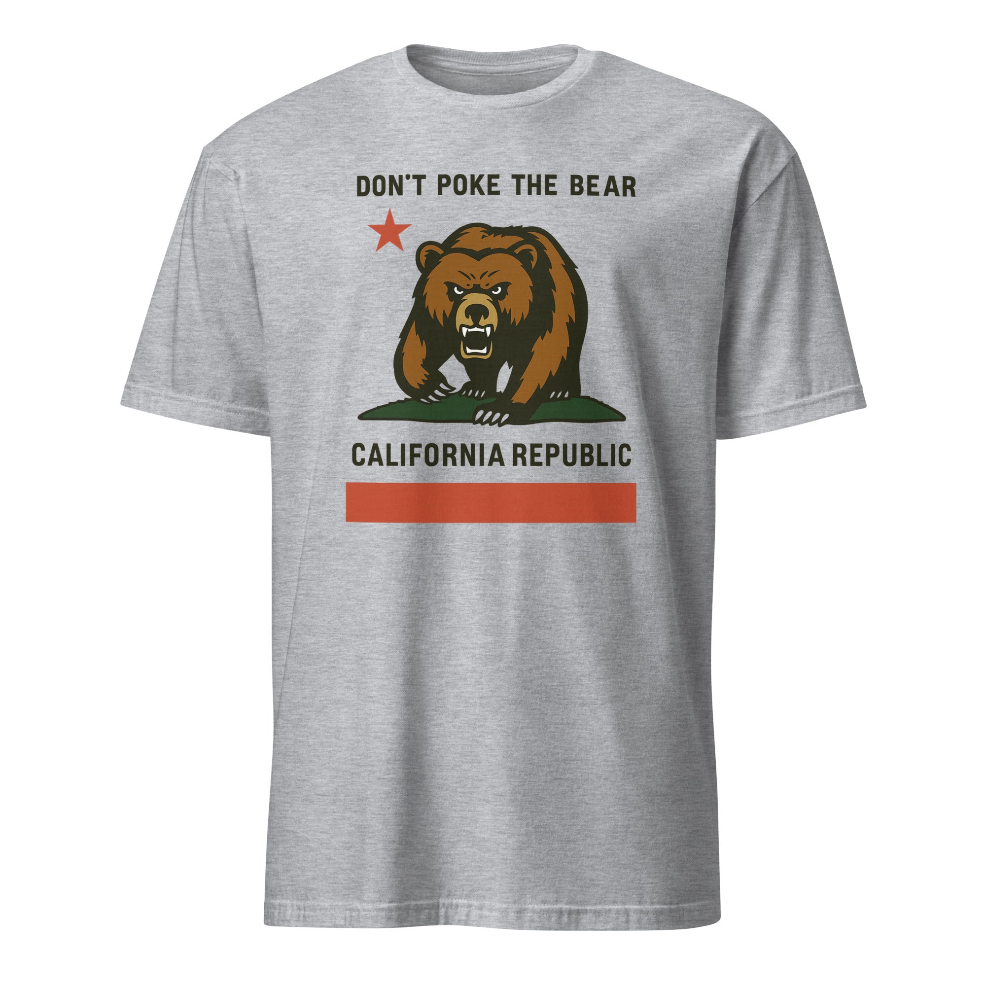 Don’t Poke the Bear California T-Shirt in Sport Grey by Cuccico – Anti Trump Gavin Newsom unisex tee