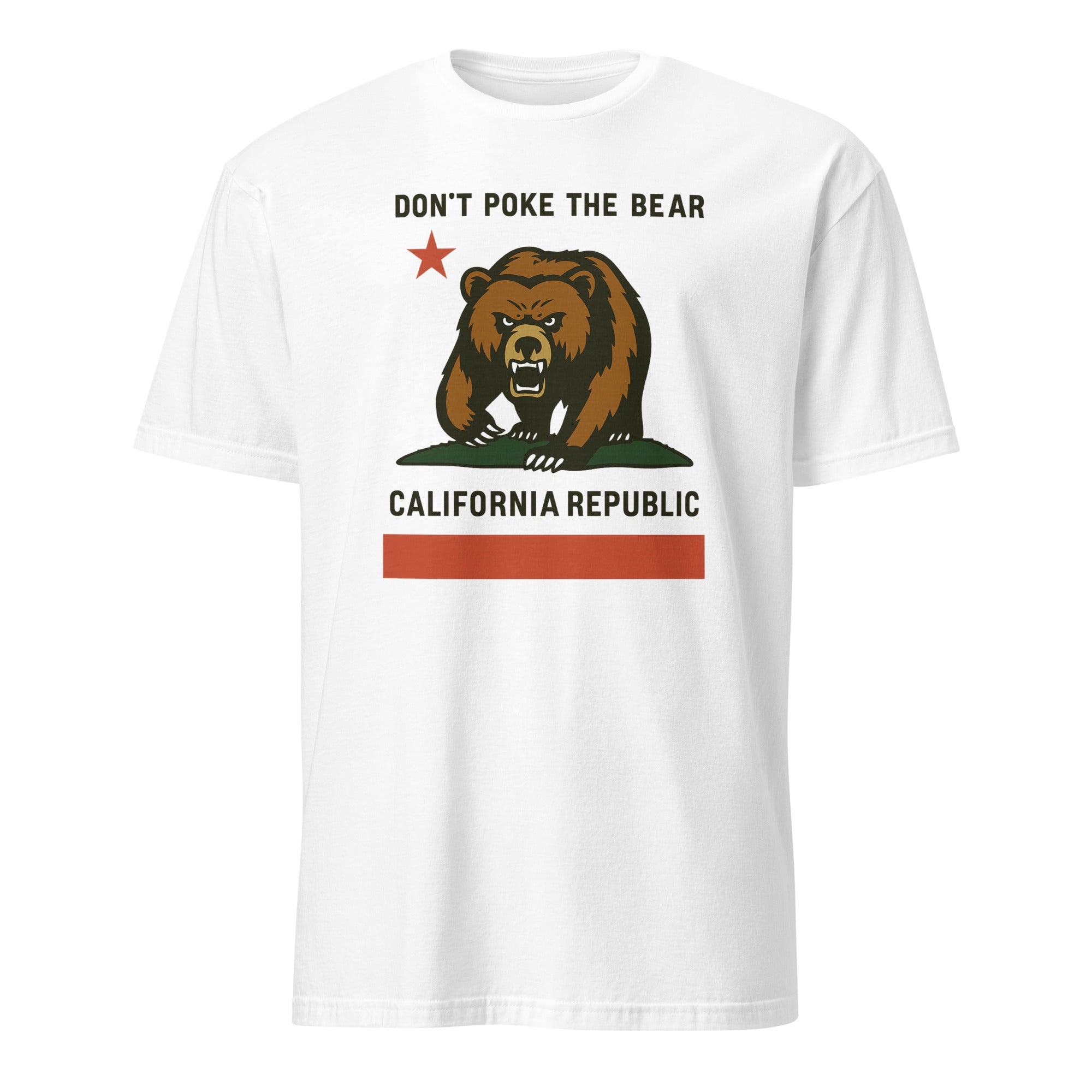 Don’t Poke the Bear California T-Shirt in White by Cuccico – Anti Trump Gavin Newsom political tee
