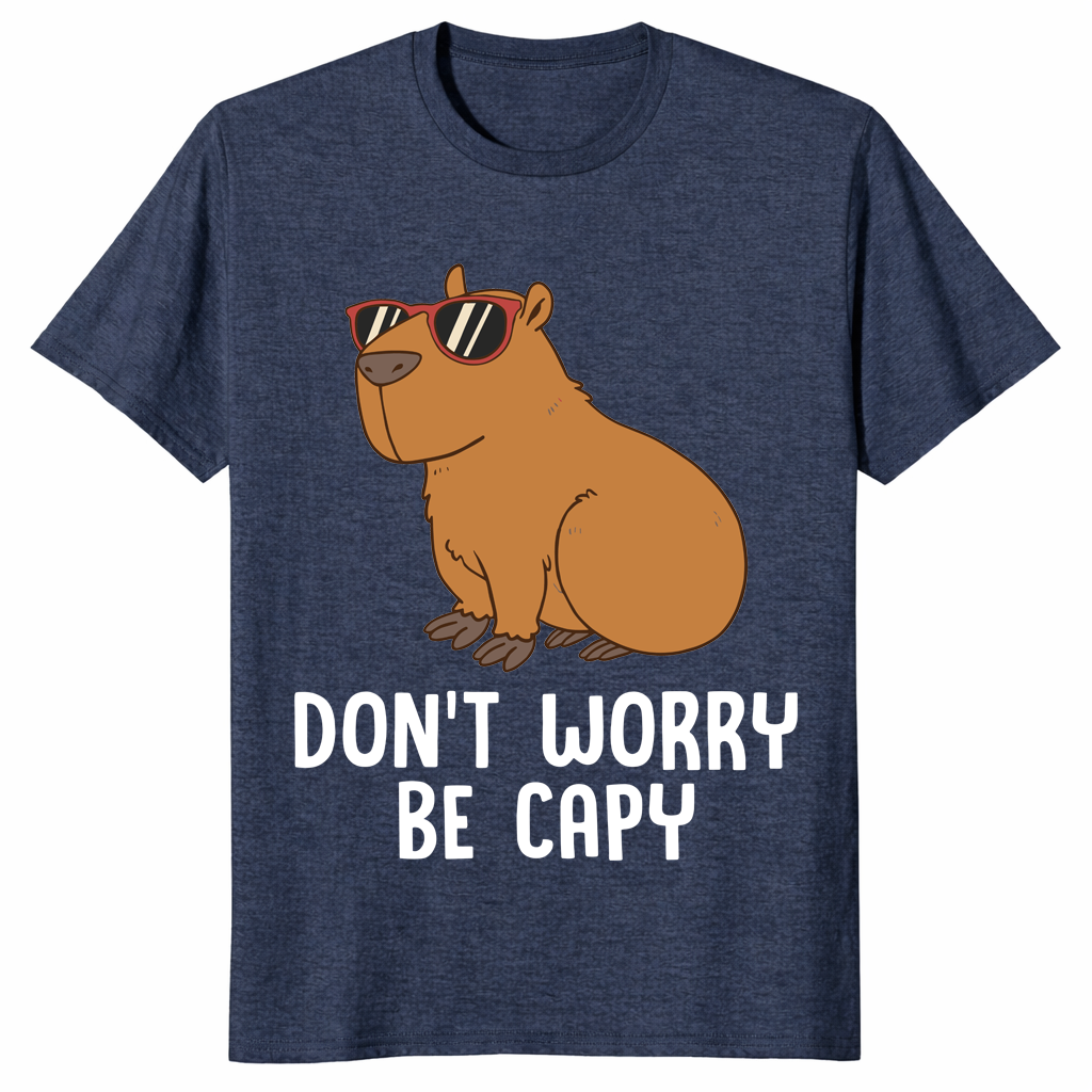 Don't Worry Be Capy animal meme shirt for chill vibes and capybara fans
