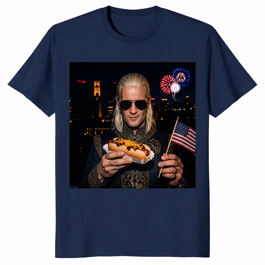 Dragon Hot Dog 4th of July Shirt | Fire Fantasy Patriotic Tee | Cuccico