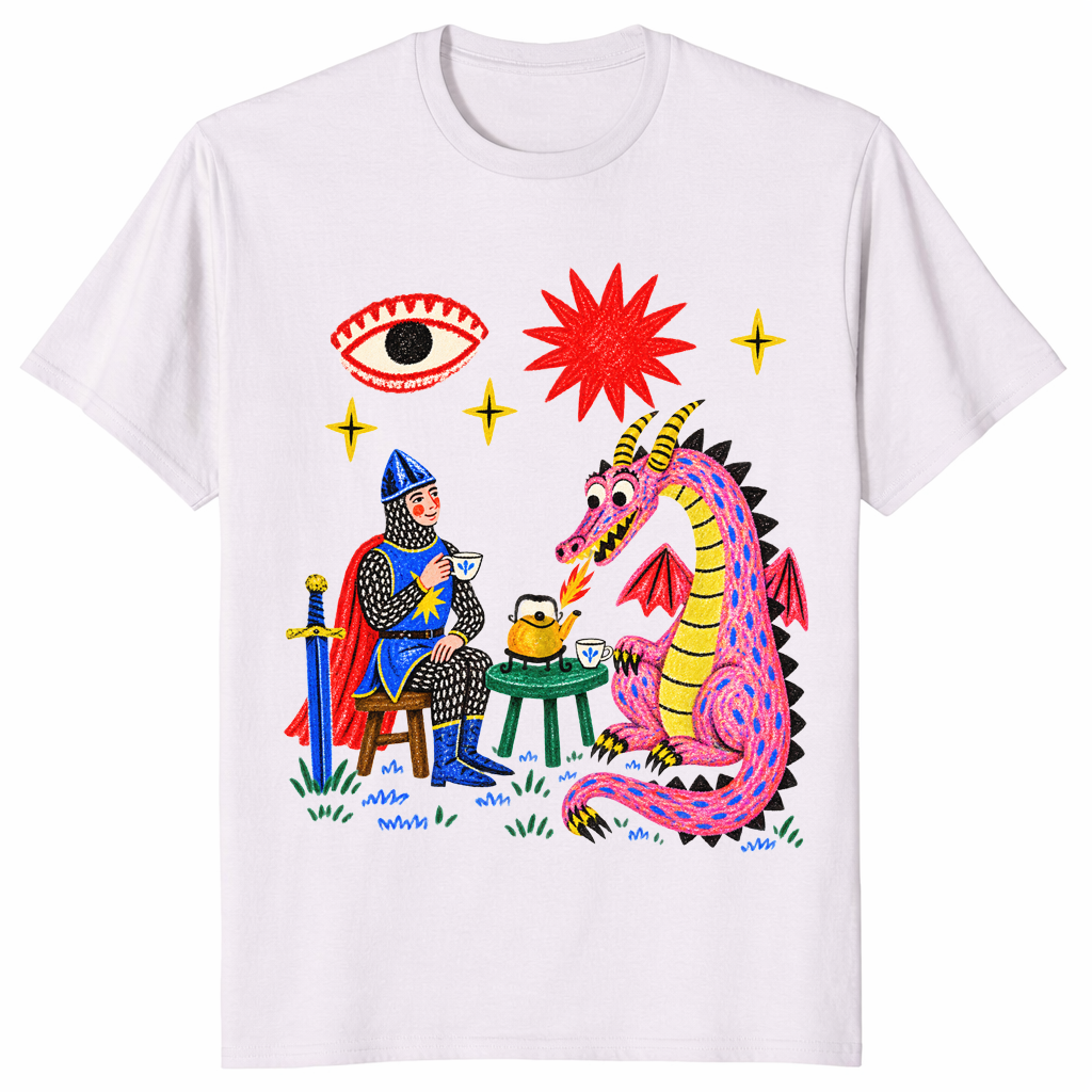 Dragon tea party shirt in ice grey