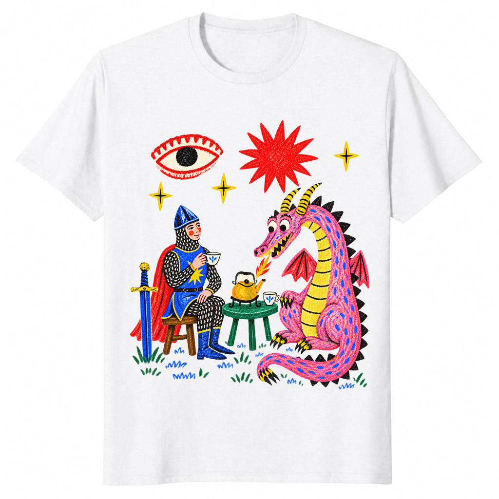 Dragon tea party shirt in white