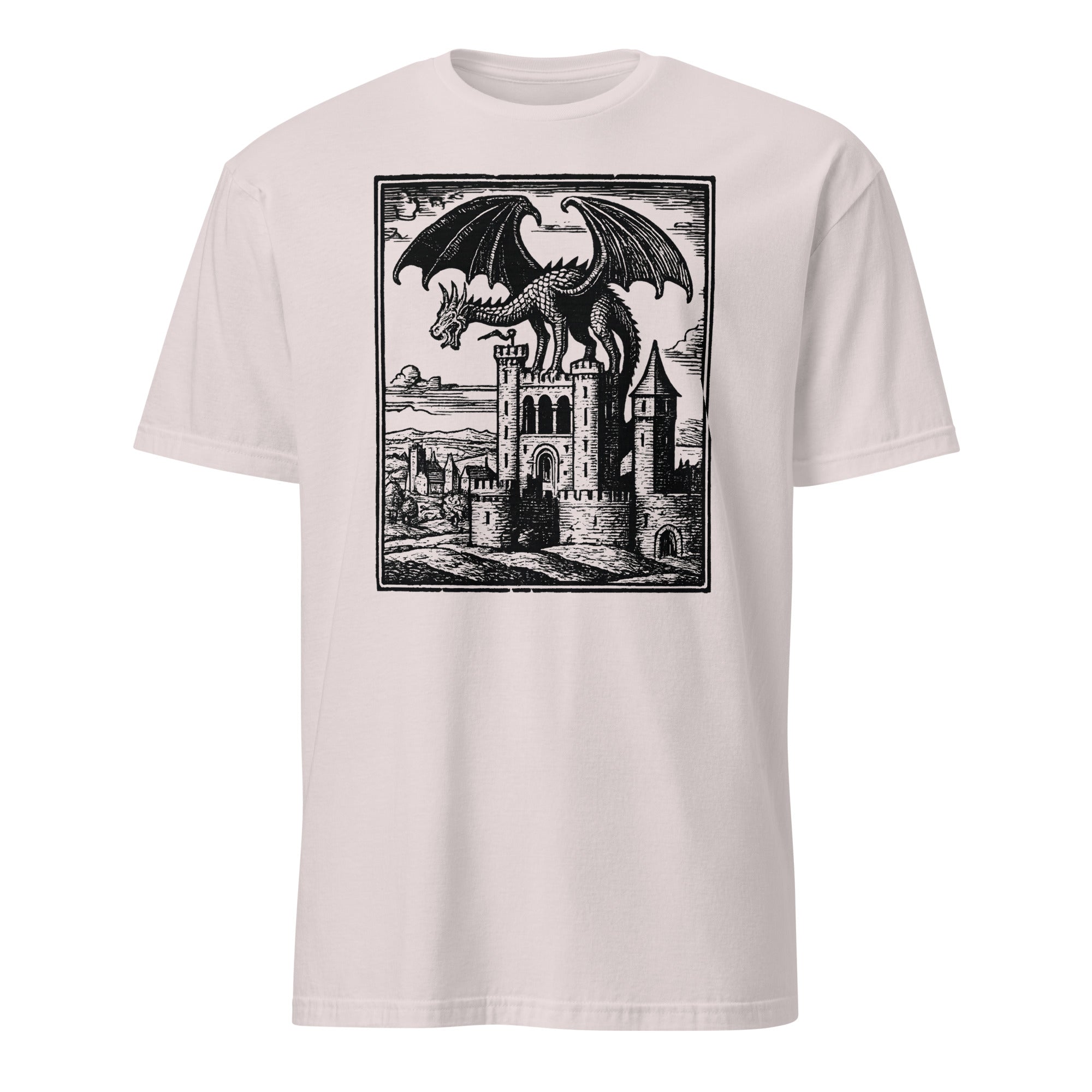 Ice Grey Dragon Vintage Shirt with Medieval Graphic and Grimdark Tee design