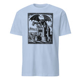 Light Blue Dragon Vintage Shirt with Medieval Graphic and Grimdark Tee design
