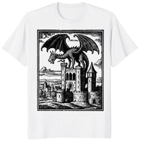 White Dragon Vintage Shirt with Medieval Graphic and Grimdark Tee design