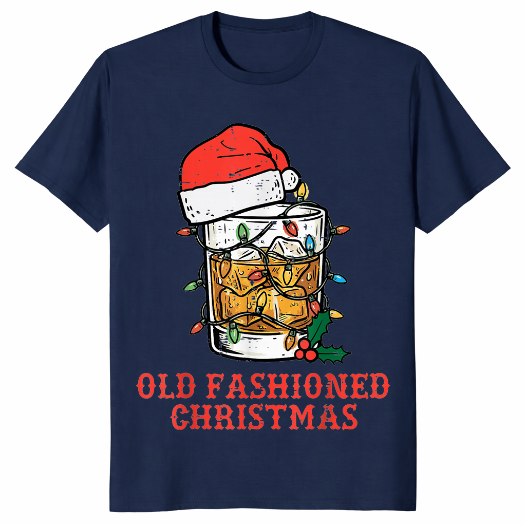 Old Fashioned Christmas Shirt | Funny Whiskey Cocktail Santa Hat Tee