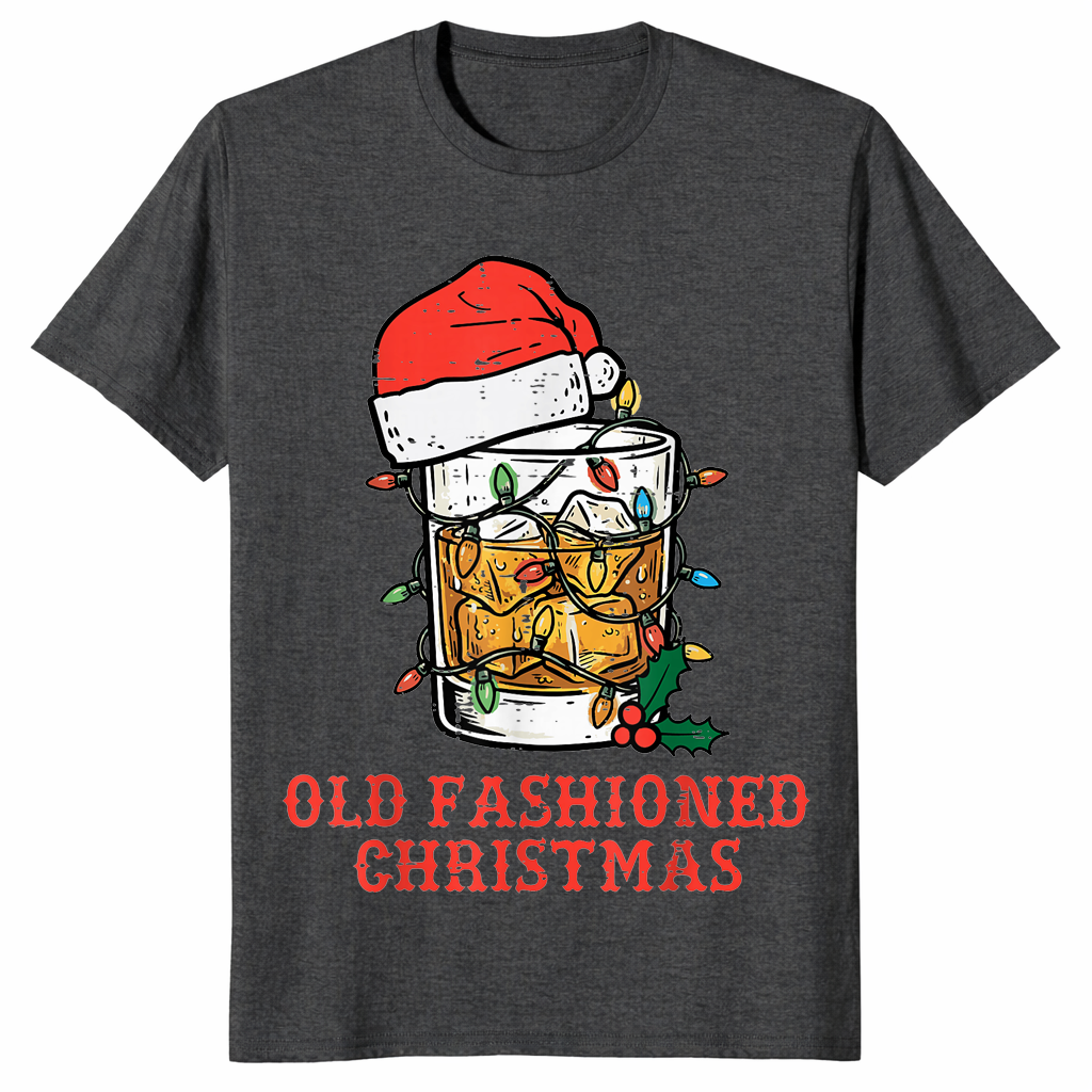 Old Fashioned Christmas Shirt | Funny Whiskey Cocktail Santa Hat Tee