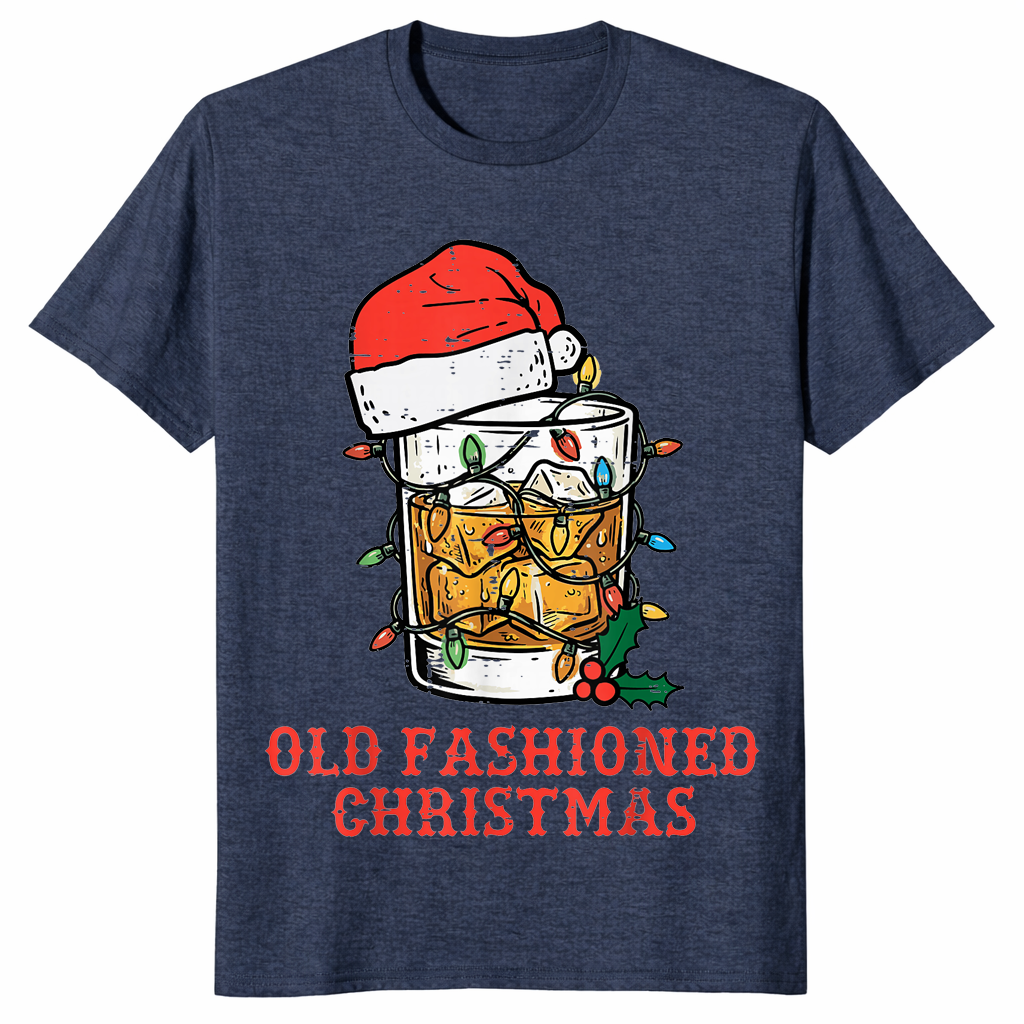 Old Fashioned Christmas Shirt | Funny Whiskey Cocktail Santa Hat Tee