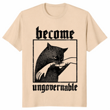 Become Ungovernable Shirt – Funny Vintage Cat Biting Hand Tee