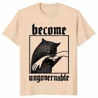 Become Ungovernable Shirt – Funny Vintage Cat Biting Hand Tee