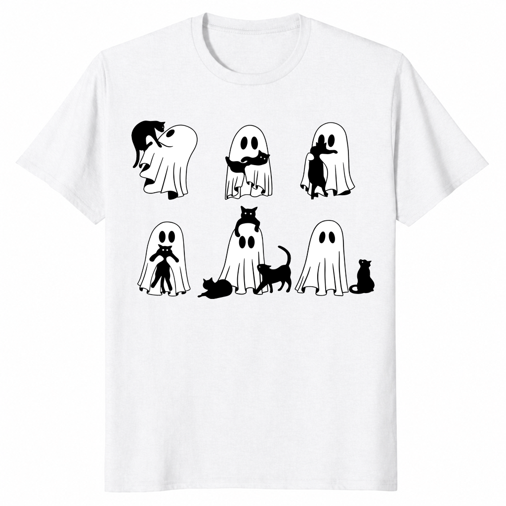 Black Cat Ghost Shirt | Cute Spooky Halloween Gift
