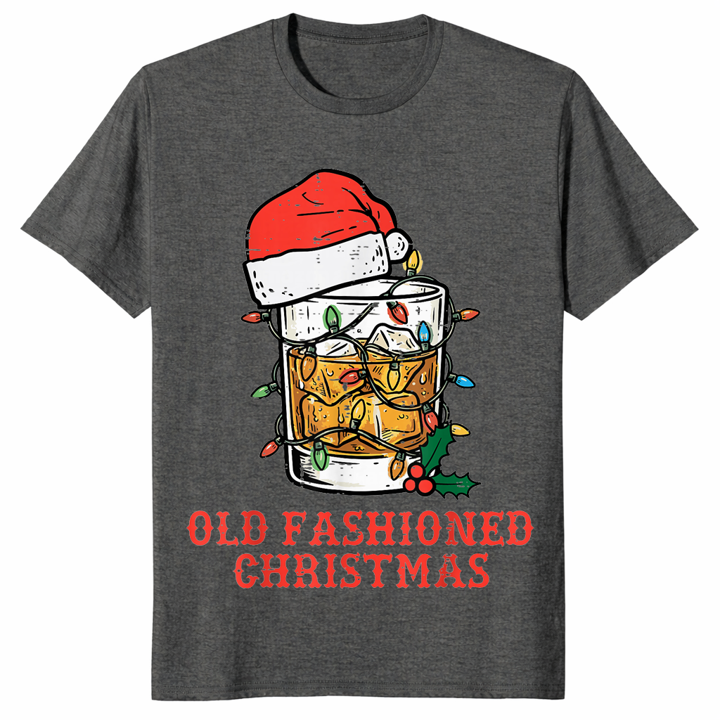Old Fashioned Christmas Shirt | Funny Whiskey Cocktail Santa Hat Tee