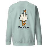 Duck you sweatshirt in agave with middle finger duck back print
