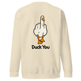 Duck you sweatshirt in bone with middle finger duck back print