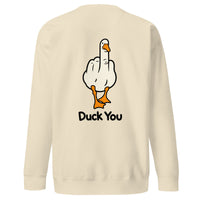 Duck you sweatshirt in bone with middle finger duck back print