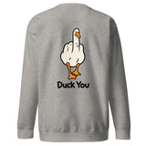 Duck you sweatshirt in carbon grey with middle finger duck back print