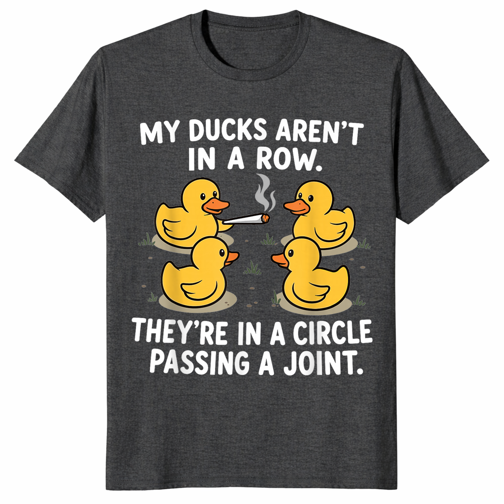Ducks passing a joint shirt in dark heather grey