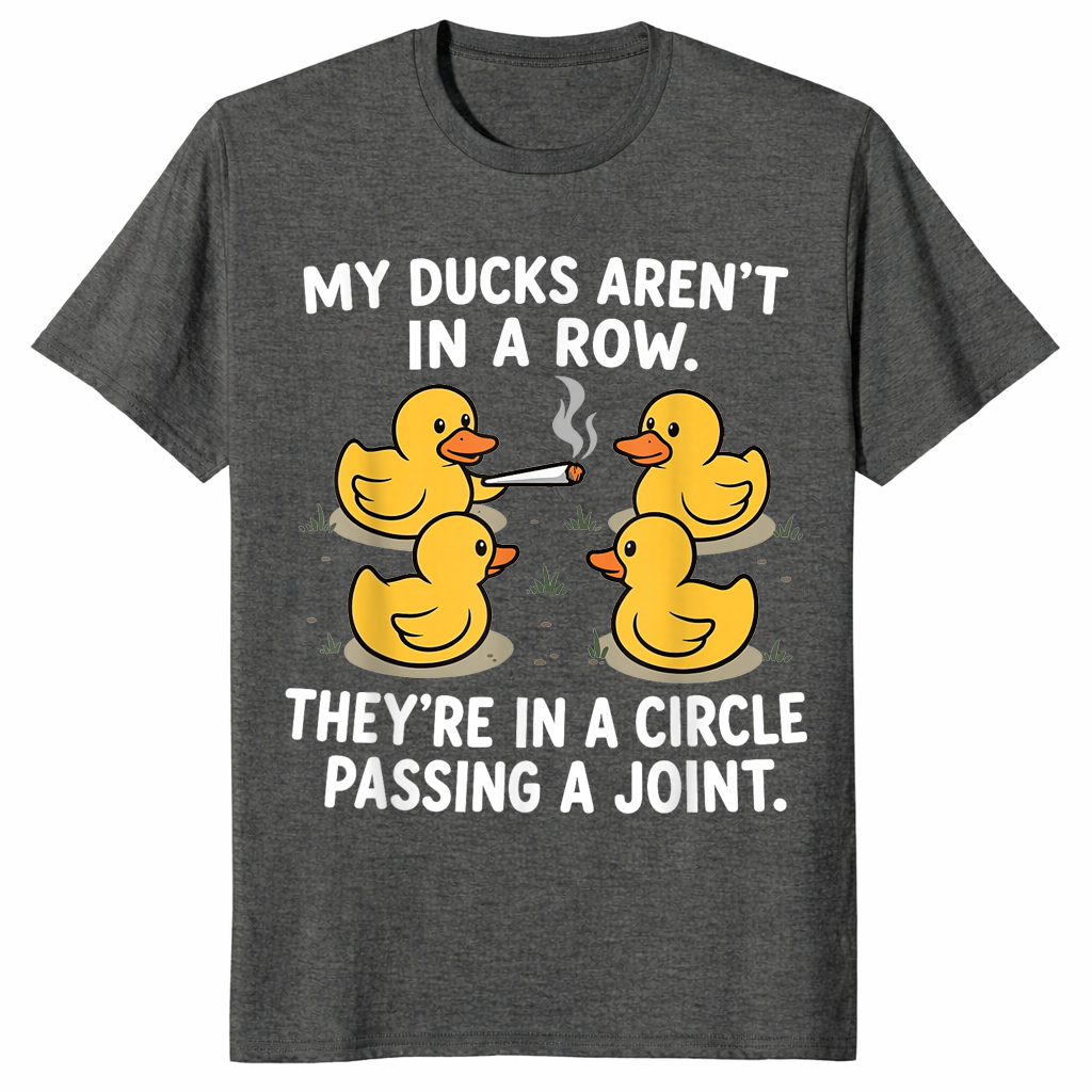 Ducks passing a joint shirt in dark heather