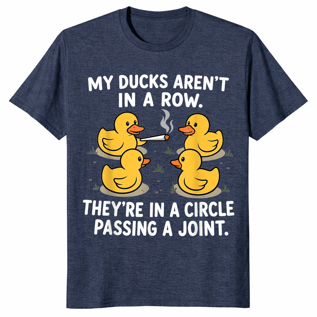 Ducks passing a joint shirt in heather navy