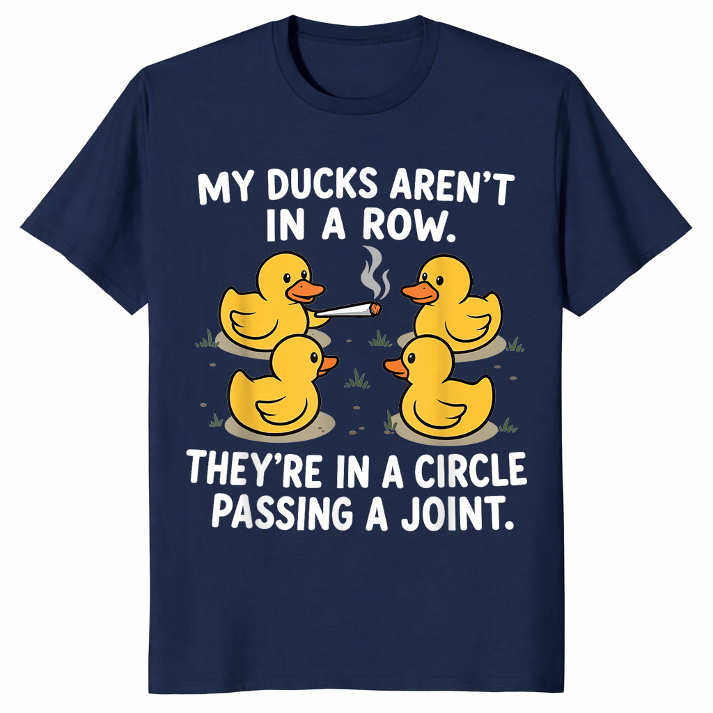 Ducks passing a joint shirt in navy