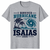I Survived Hurricane Isaias 2026 unisex T-shirt with storm survivor design