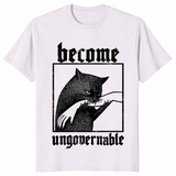 Become Ungovernable Shirt – Funny Vintage Cat Biting Hand Tee