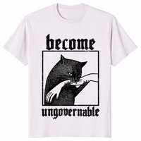 Become Ungovernable Shirt – Funny Vintage Cat Biting Hand Tee