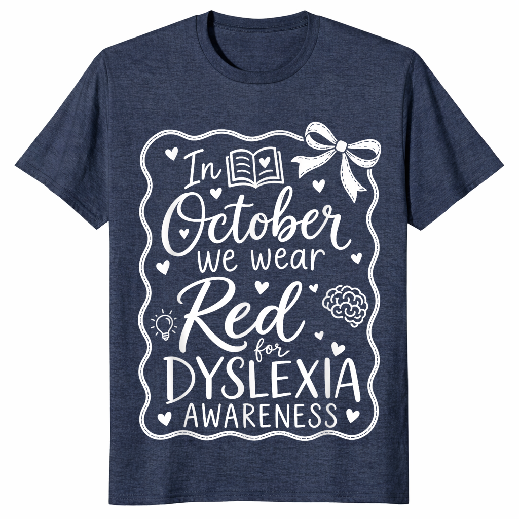 Dyslexia awareness shirt in heather navy