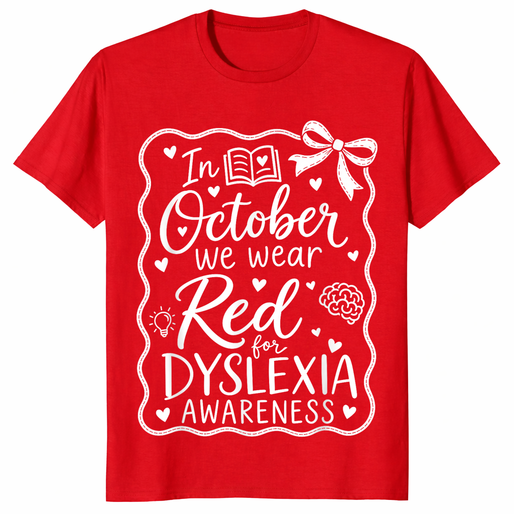 Dyslexia awareness shirt in red