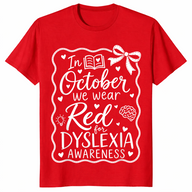Dyslexia awareness shirt in red