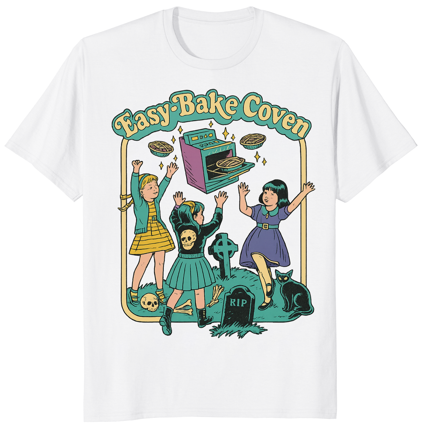 asy-Bake Coven 90s Horror Movie Fan Witchy Vibes Tee in white by Cuccico