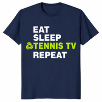 Eat Sleep Tennis TV Repeat Shirt in Navy - Grand Slam Tennis Viewer Tee