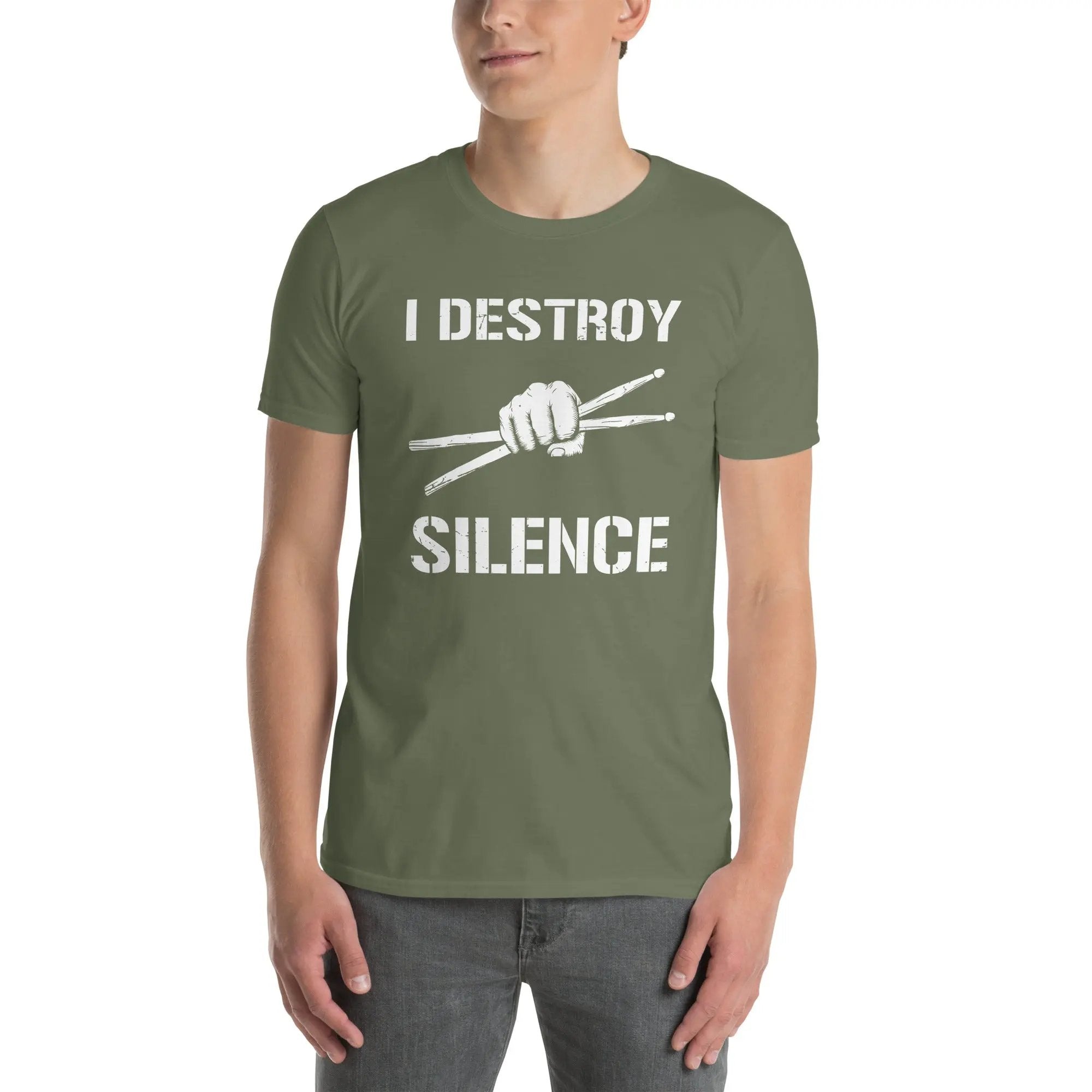 I Destroy Silence Drummer T-Shirt - Drum Sticks - Cuccico Design