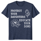 Educate your sons shirt in Heather Navy