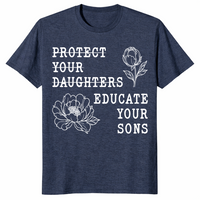 Educate your sons shirt in Heather Navy