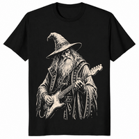 Electric guitar wizard shirt in black unisex cotton tee