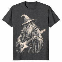 Electric guitar wizard shirt in dark heather grey unisex cotton tee