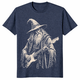 Electric guitar wizard shirt in heather navy unisex cotton tee