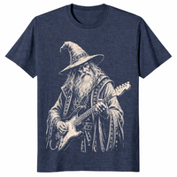 Electric guitar wizard shirt in heather navy unisex cotton tee