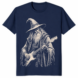 Electric guitar wizard shirt in navy unisex cotton tee