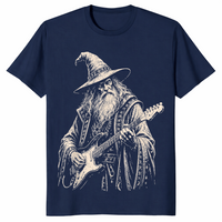 Electric guitar wizard shirt in navy unisex cotton tee