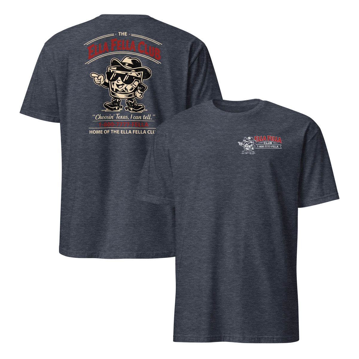 Heather navy Ella Fella Club vintage western tee with cowboy club design