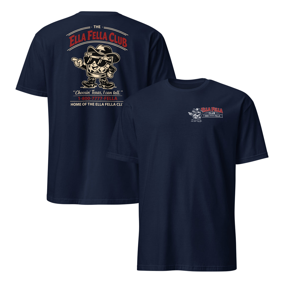 Ella Fella Club cowboy t shirt in navy with retro western club graphic